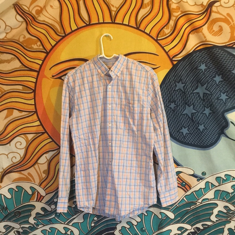 Izod coral and blue button down sizeSm